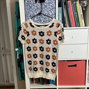 Modcloth Cream Floral Patterned Top